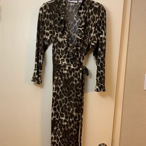 Leopard Print Cute Wrap Dress Joan Rivers Small